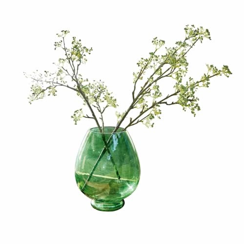 Loberon Vase Benedice, mundgeblasen, Zeitloser Look, minimalistisches Design, für Zweige/Trockenblumen, Wohn-Accessoire, Dekoration, Glas, grün