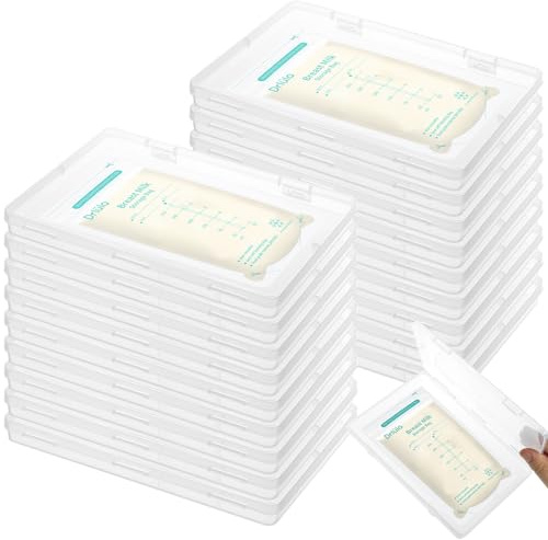 Lot de 18 organiseurs de rangement plats transparents pour lait maternel - Économie d'espace - Plateau de congélation pour lait maternel - 19 x 13 x 1,7 cm