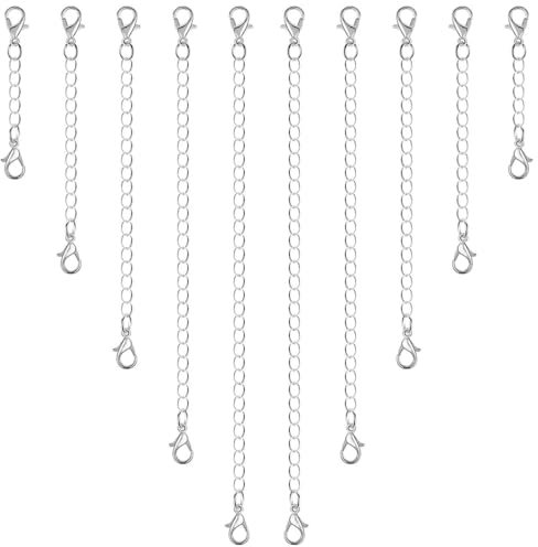 Pack de 10 Cadenas Extensibles de Plata de Ley, Plata Extensores de Cadena para alargar Tus Collares y Pulseras