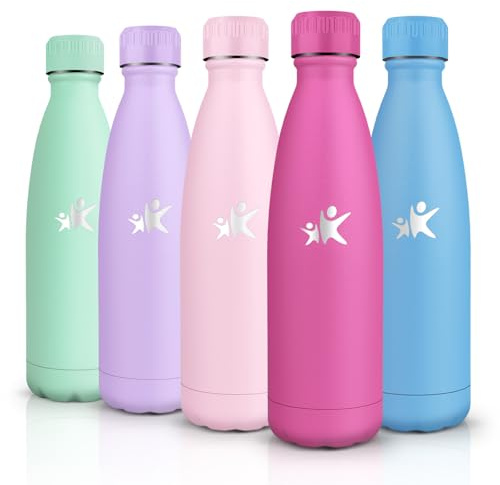 HoneyHolly Botella Termica - 500ML - Botella agua Acero Inoxidable, Termo con pared Doble Aislamient, de Fugas, Cantimplora Termica para Niños, Deportiva, Gym - Conserva 12 Horas Caliente, 24 frio