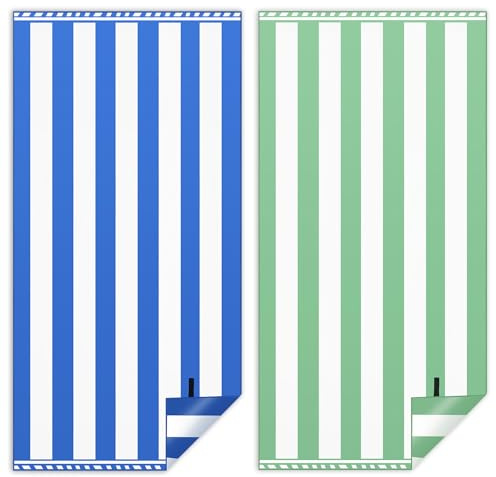 Toalla Playa XXL Juego de 2-90 X 180 cm (Azul Oscuro + Verde)