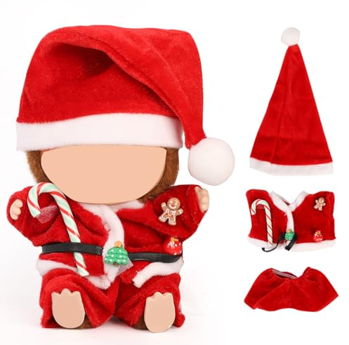 XMBYGY Dockkläder för Labubu (ingen docka), för 17/15 cm plyschdockor, kläder kostym leksak figurin outfit set utklädning med Kawaii-stiltillbehör, kjol eller overall och söt hatt eller huvudbonader