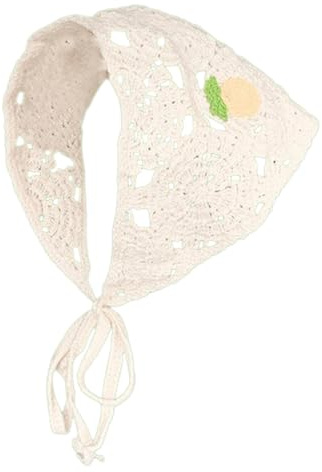 Wambere 1 bandana au crochet, bandeau, bandeau vintage, à fleurs crochetées, foulard, style rural, foulard triangulaire, bandeau bohème, pour femmes et filles, jaune B