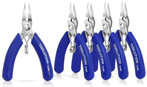 TOOLUTION Pinze a becchi per catena per la creazione di gioielli, confezione da 5 pinze a becco piccolo, pinze a becco piatto per artigianato, bracciali, orecchini, perline