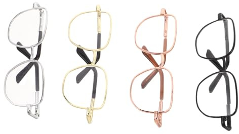 FELTECHELECTR DIY Doll Glasses Square Frame Glasses 4Pcs Lightweight Resistant to Bending for Crafts Stylish Dollhouse Photo Props Accessory