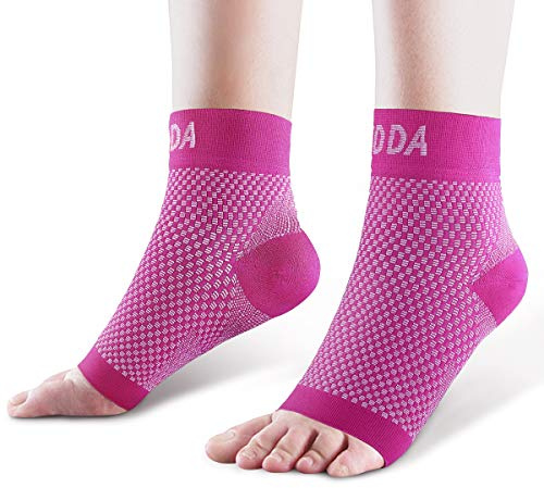AVIDDA 2 Pack Ankle Support Brace for Men and Women, Compression Sleeve Socks for Plantar Fasciitis, Sprained Ankle, Ligament Damage, Achilles Tendonitis, Sports, Running - Pink L