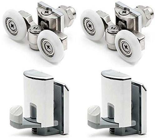 YUANQIAN Set di 4 rulli per porta della doccia/guide/ganci/ruote, diametro delle ruote 20 mm
