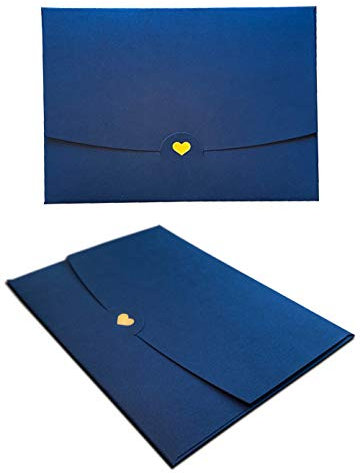 3 Briefumschläge DIN A6 Dunkelblau mit goldenem Herz veredelt - Ohne Fenster 15,4 cm x 11 cm