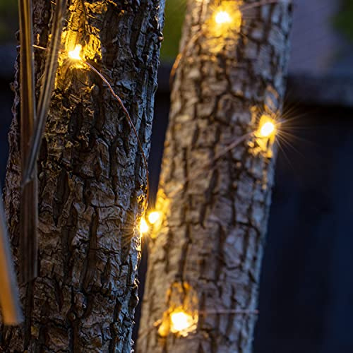 GardenKraft 10279 Micro LED Outdoor String Lights / 9.9m Coverage/Copper Cord/Solar Powered/Weatherproof IP44 (Warm White, 100)