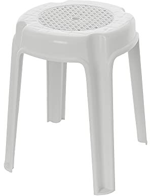 Inbagno Sgabello Multiuso, impilabile Economico Bianco, in plastica Resistente