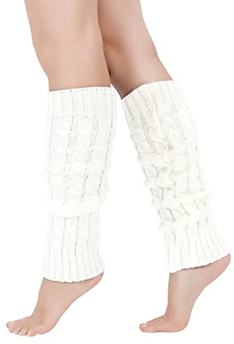 Junely Leg Warmers 80s Cute Leg Warmer Knit Legwarmers White