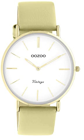 Oozoo Damen Armbanduhr Vintage Series C20306 Analog Leder Sand gelbgrün UOC20306 Analoguhr