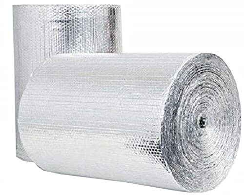 Double Bubble Reflective Foil Insulation Poly-Air Foam Core Radiant Barrier Film Heat Blocker Heat Guard No Tear for Winter Summer Weatherproof Attics Windows Garages RV's Ducts Barns (16in x 10ft)