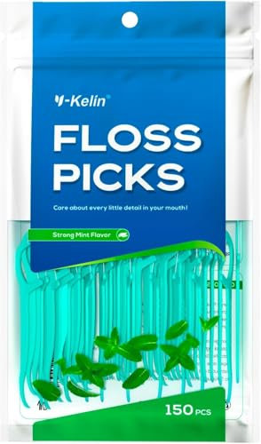 Y-Kelin 150 Stück Zahnseide Sticks - Speziell für Backenzähne - Zahnreinigung der hinteren Zahnzwischenräume - Zahnstocher