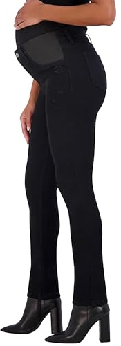 Savi Parker Women's Maternity Jeans Under The Belly – Comfy Stretch Straight Leg Distressed Maternity Jeans - 29 Inseam, Black, M