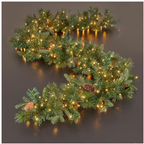 Festone Natalizio Pino con Pigne e 300 LED: Altezza 270 cm, Verde