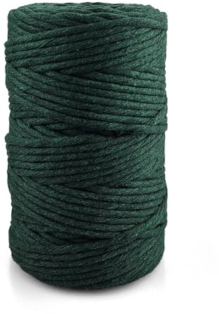 Netuno Cuerda algodón macramé Color Verde Oscuro 5 mm 100 m Hilo Artesanal Suave Resistente Trenzado decoración manualidad Bricolaje hogar Arte DIY