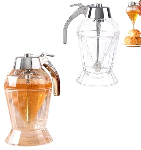 Dispenser per miele con supporto, dispenser per sciroppo d'acero, barattolo per succo di sciroppo, barattolo per miele trasparente senza gocciolamento, supporto per sciroppo d'acero, porta barattolo