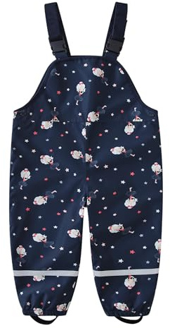 DAWILS Kids Rain Trousers Boys Bib Pants Waterproof Overall Trousers Girls Mud Trousers Waterproof Dungarees Childrens Cute Girl Rain Pants Toddler Puddle Suit for Outdoor Play 6-7 Years