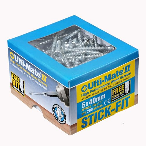 Ulti-Mate Woodcrews - Bright Zinc Plated - 5.0 x 40mm - Box of 200