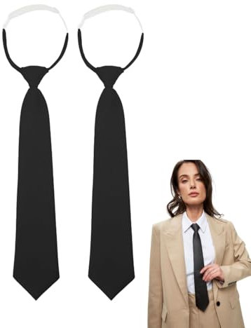 LOZTBUE 2 Cravate Noire pour Femme, Cravate Longue, Cravate Uniforme, Cravate étroite, Cravate réglable, adaptée à la cérémonie de remise des diplômes, Mariage d'affaires (25)