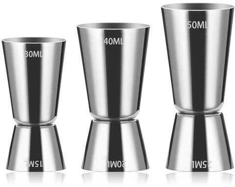 3 Pièces Doseur Cocktail,Cocktail Jigger,Verre doseur cocktail,Doseur à alcool double,Cocktail Doseur,Mesure de Bar,Barman Professionnel,Pour bar,fête,vin,cocktail