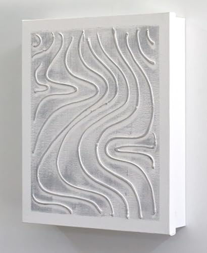 Cuadroexpres - Armario para Llaves Pintado a Mano, con Relieve, Minimalista, 100% Original,con 15 Ganchos, Incluye Tacos y Tornillos (Gris Y Blanco)