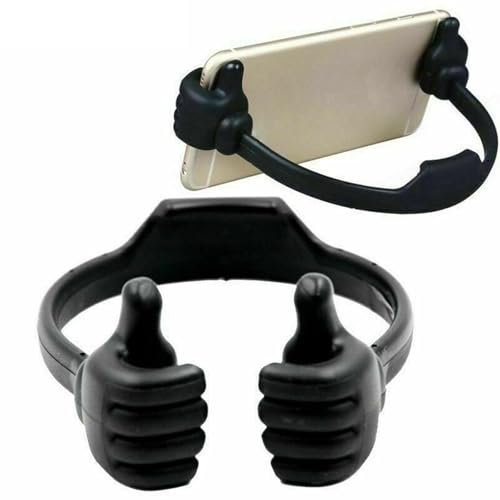 Thumbs-up Support de téléphone portable, réglable en silicone, support de bureau portable pour cuisine, voyage, cadeaux amusants pour femmes et hommes, chaussettes de Noël, gadget cool (noir)