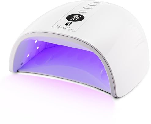 MelodySusie Wiederaufladbare UV Lampe für Gelnägel, P-PLUS30G UV Lampe Nägel, LED Nagellampe mit 3 Timern, LCD-Display und Intelligenter Sensor, Nageltrockner für Alle UV Gel Nagellack (Weiß)