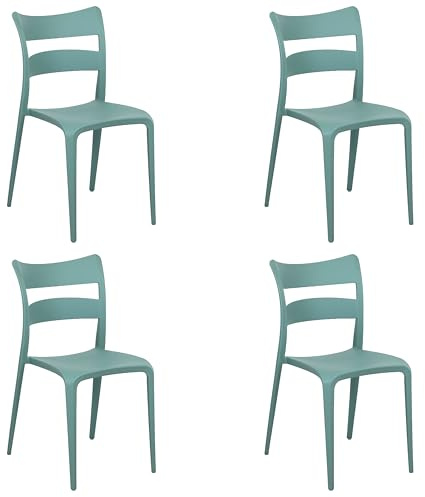 Totò Piccinni Sedia ONDA in Polipropilene moderno design impilabile per esterno e interno (4, Verde Salvia)