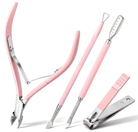 Makartt Cuticle Cutter with Pusher and Nipper - Cuticle Remover Tool Set, Professional Stainless Steel Trimmer Clipper for Fingernails and Toenails Manicure Pedicure Tool