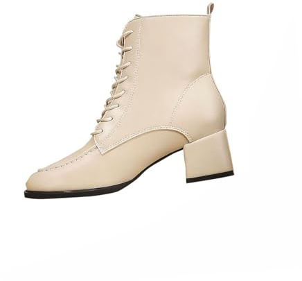 Women's Ankle Boots Pointed Toe Faux Leather Short Shoes Elegant Lace-Up Slip On Chelsea Boots Casual and Stylish
