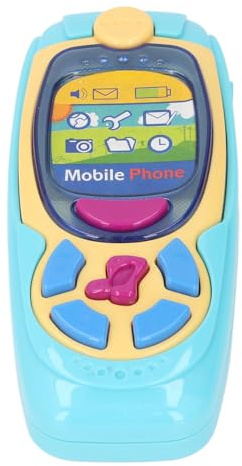 TOPINCN Teléfono de Aprendizaje para Bebés, Juguete Interactivo para Teléfono Celular para Niños, Juguete Divertido para Teléfono Inteligente, Teléfono de Simulación de Dibujos Animados, (Blue)