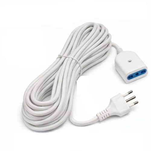 MF artSHOP Prolunga Elettrica 15 Metri 16A Bipasso con Spina Italiana Cavo Flessibile e Resistente Extension Cable Extra Lungo per Casa Ufficio Professionale Bianco