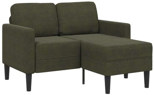 Canapé dAngle 2 Places avec Méridienne L125 cm en Similicuir Vert Armée, Petit Canapé Convertible de Salon Confortable et Design Gain de Place, Canapé Lounge Compact pour Studio et Appartement