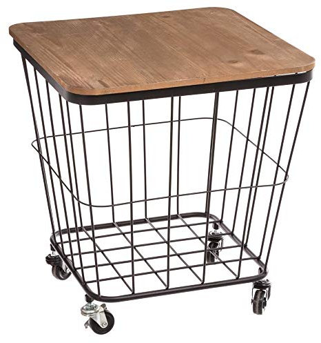 ATMOSPHERA CREATEUR D'INTERIEUR - Tavolo Jordi su rotelle, legno e metallo 40x39cm