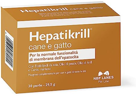 NBF Lanes | Hepatikrill Cane e Gatto, 30 Perle Appetibili, per la Normale Funzionalità di Membrana dell’Epatocita