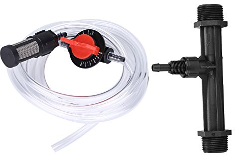 Irrigation Fertilizer Injector Tube with Switch Filter Water Tube Siphon Fertilizer Mixer Tool for Drip Garden Lawn Irrigation System Liquid Fertilizer Injection Applicator Suitable for G3/4 Connection