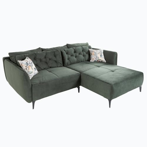 Riess Ambiente Elegantes Ecksofa MARRAKESCH 245cm flaschengrün Samt inkl. Kissen Sofa Eckcouch Couch Sofa L-Sofa Wohnlandschaft Wohnzimmer Polstersofa