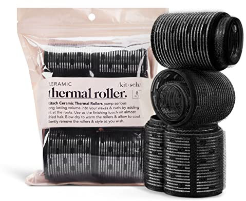 Kitsch Keramik-Lockenwickler, selbstgreifende Thermo-Lockenwickler, 8 Stück (schwarz)