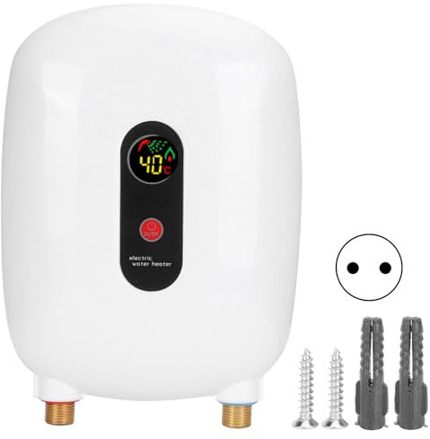 Mini scaldabagno elettronico istantaneo con display LCD, scaldabagno elettrico per casa, e doccia, riscaldamento rapido 3S [classe energetica (220 V)