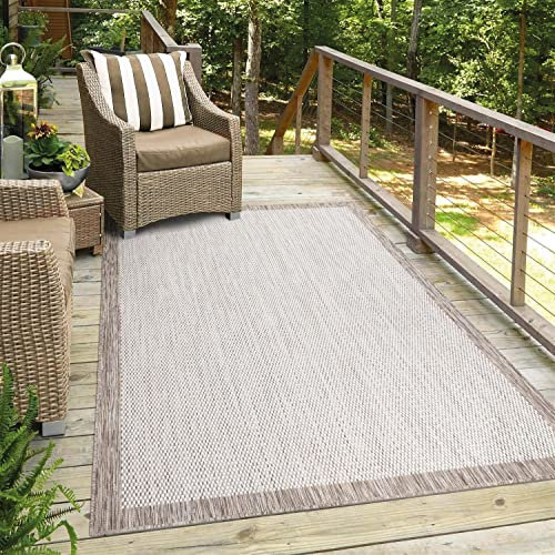carpet city Utomhusmatta, väderbeständiga balkongterrasser – beige 140 x 200 cm – dekorativa mattor utomhus vattentäta – balkongdekoration kant vardagsrumsmattor