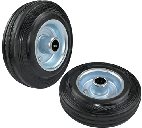 AERZETIX - C58897 - Juego de 2 ruedas de carrito carro Ø125mm con rodamiento de agujas - capacidad de carga 100 kg - color de la rueda: negro en caucho - llanta de acero