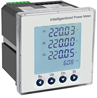Intelligent Power Meter Multi-Function Three Phase 3-Wire 4-Wire Electricity Meter 3-Phase Electric Active Energy Meter High Precision Digital Ammeter Watt Meter with RS485 and LCD Display
