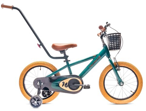 sun baby Verdant Bike Vélo pour Enfant pour garçon 16 Pouces avec Barre de poussée, Sonnette, Réglage en Hauteur du siège et du Volant (Vert foncé, 16 Pouces)