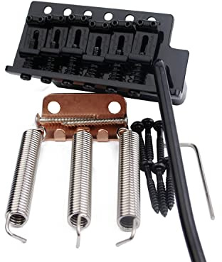 Guyker Tremolo Bridge Vintage Bent Steel Saddles and Pro Brass Block Compatible with Start ST Electric Guitar (GG1004-HT, Black)