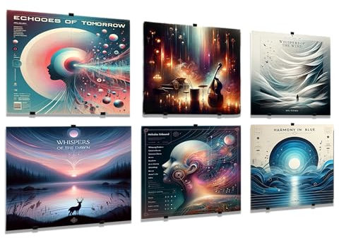 Naturalspring® Schallplatten Wandhalterung 6er Set | Selbstklebend, ohne Bohren | Minimalistisch, Retro | LP Regal, Vinyl Deko Wand, LP Halterung, Vinyl Aufbewahrung, Schallplattenständer (6, Schwarz)