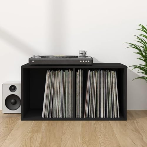 Xichuzi Caja para Discos de Vinilo, Caja Vinilos, Disco De Vinilo Organizador, Maleta Discos Vinilo, Vinyl Storage, Soporte Discos Vinilo, aglomerado Negro 71x34x36 cm