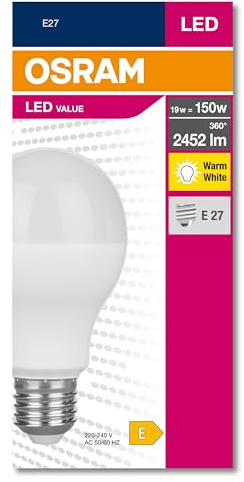 Osram LED Star Value Classic A150 LED-Lampe für E27-Sockel, Glühlampenform, FR, 2452 Lumen, warmweiß (2700K), Ersatz für herkömmliche 150W-Glühlampen, nicht dimmbar