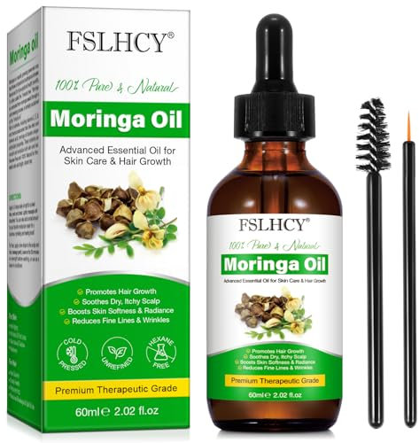 Moringa Oil 60ml Olio di Moringa per Capelli, Cura Della Pelle, Nutre Il Cuoio Capelluto, Stimola La Crescita Dei Capelli, Antiage, Nutre e Ripara la Pelle